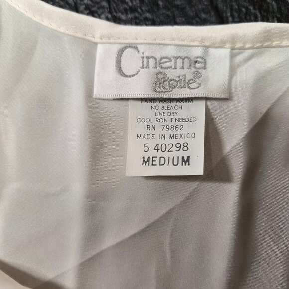 VTG Cinema Étoile Ivory Camisole with Pearl & Sequin Appliqué Size M Bridal Y2K - Picture 4 of 5
